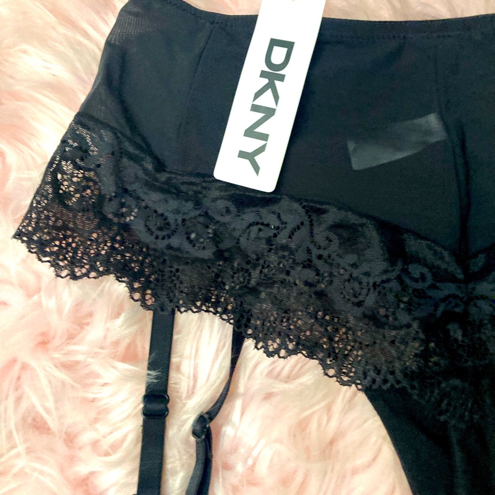 DKNY medium panties with garter straps.